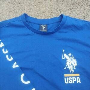 US Polo Assn Shirt Mens Size Small Blue Long Sleeve Crew Neck Graphic Sporty